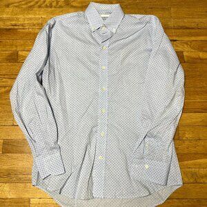 Ledbury Mens Light Blue Patterned Long Sleeve Button Down Size 15.5